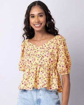 floral print v-neck top