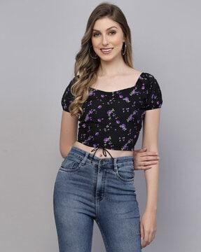 floral print v-neck top