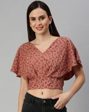 floral print v-neck top