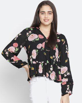 floral print v-neck top