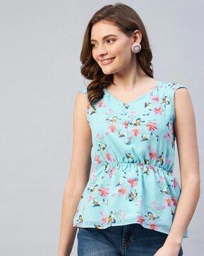 floral print v-neck top