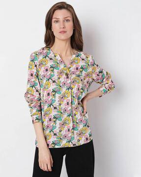 floral print v-neck top