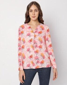 floral print v-neck top