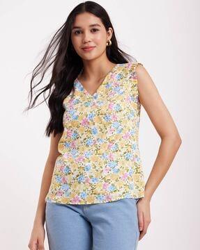 floral print v-neck top