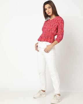 floral print v-neck top