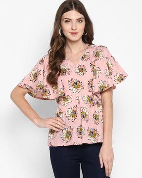 floral print v-neck top