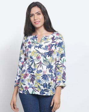 floral print v-neck top