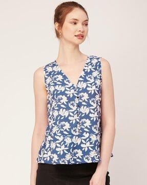 floral print v-neck top