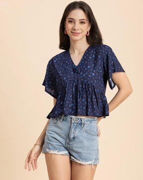 floral print v-neck top