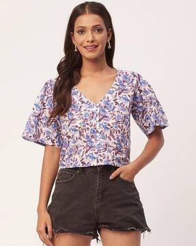 floral print v-neck top