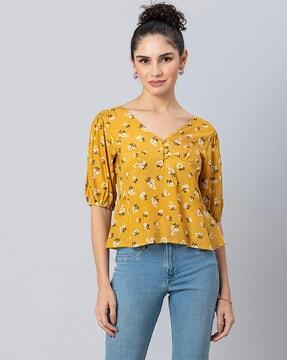 floral print v-neck top