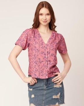 floral print v-neck top