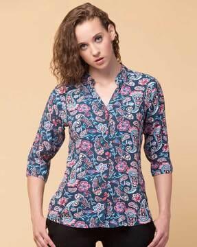 floral print v-neck tunic