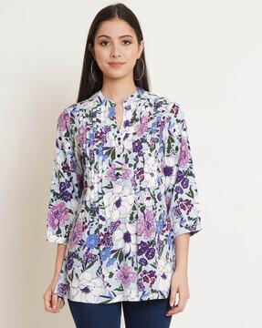 floral print v-neck tunic