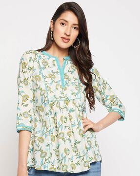 floral print v-neck tunic