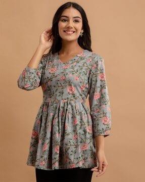 floral print v-neck tunic