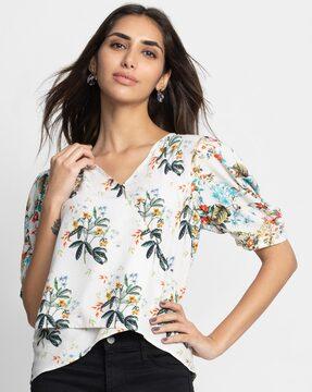 floral print v-neck wrap top