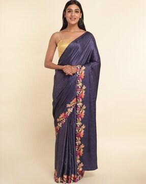 floral print viscose rayon saree