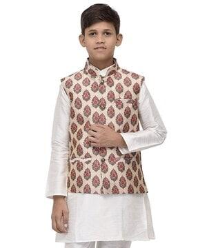 floral print waistcoat with patch pocket