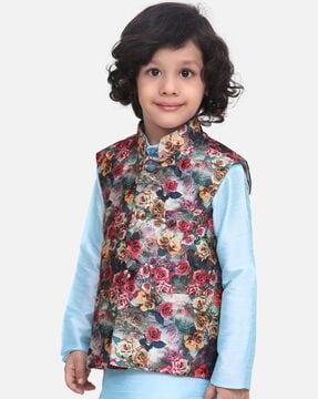 floral print waistcoats with welt pockets