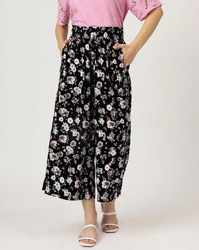 floral print wide leg culottes