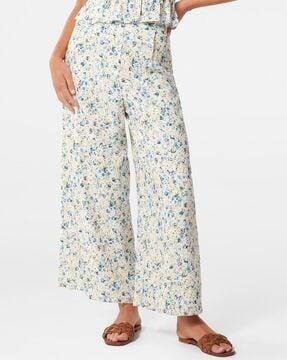 floral print wide-leg pleated pants