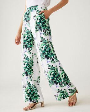 floral print wide-leg trousers