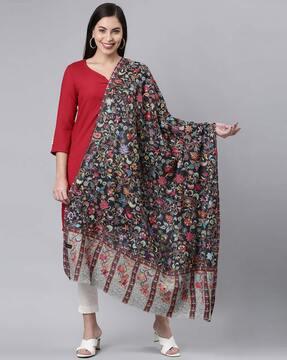 floral print wool shawl