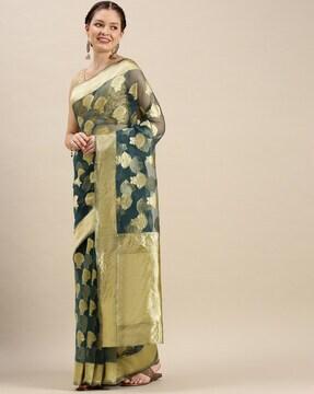 floral print woven design traditional saree