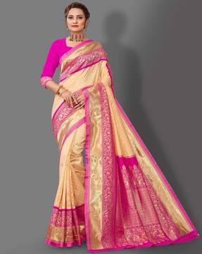 floral print woven saree