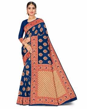 floral print woven saree