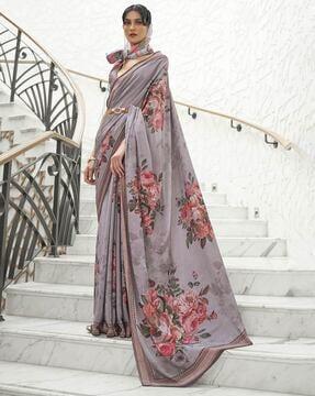 floral print woven saree