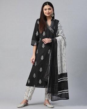 floral print wrap kurta set