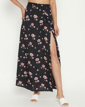 floral print wrap skirt