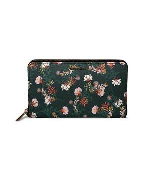 floral print zip-around travel wallet