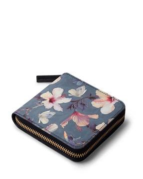 floral print zip-around travel wallet