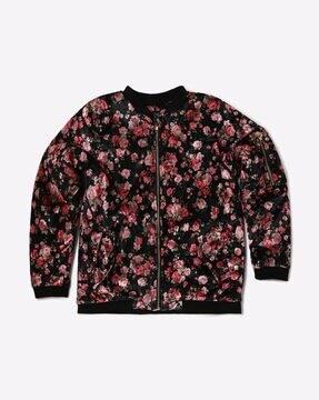 floral print zip-front jacket