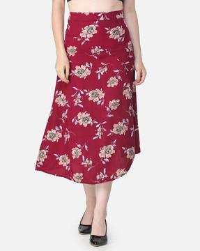 floral printed a-line skirt