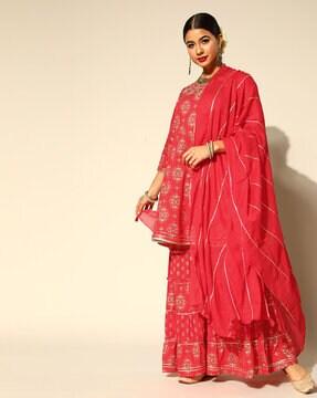 floral printed anarkali kurta set