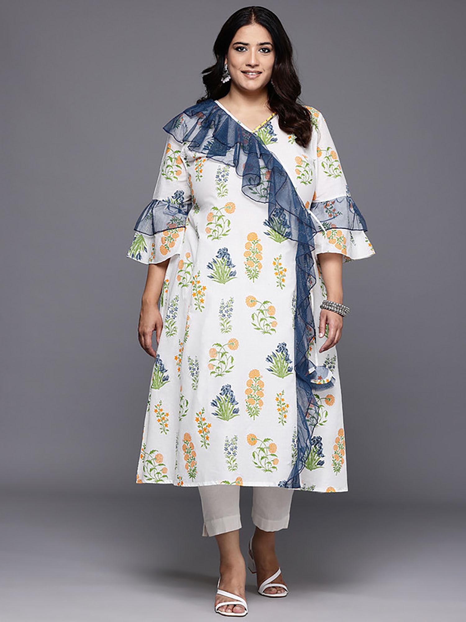 floral printed bell sleeves pure cotton kurta