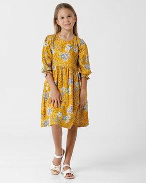 floral printed fit and flare dress