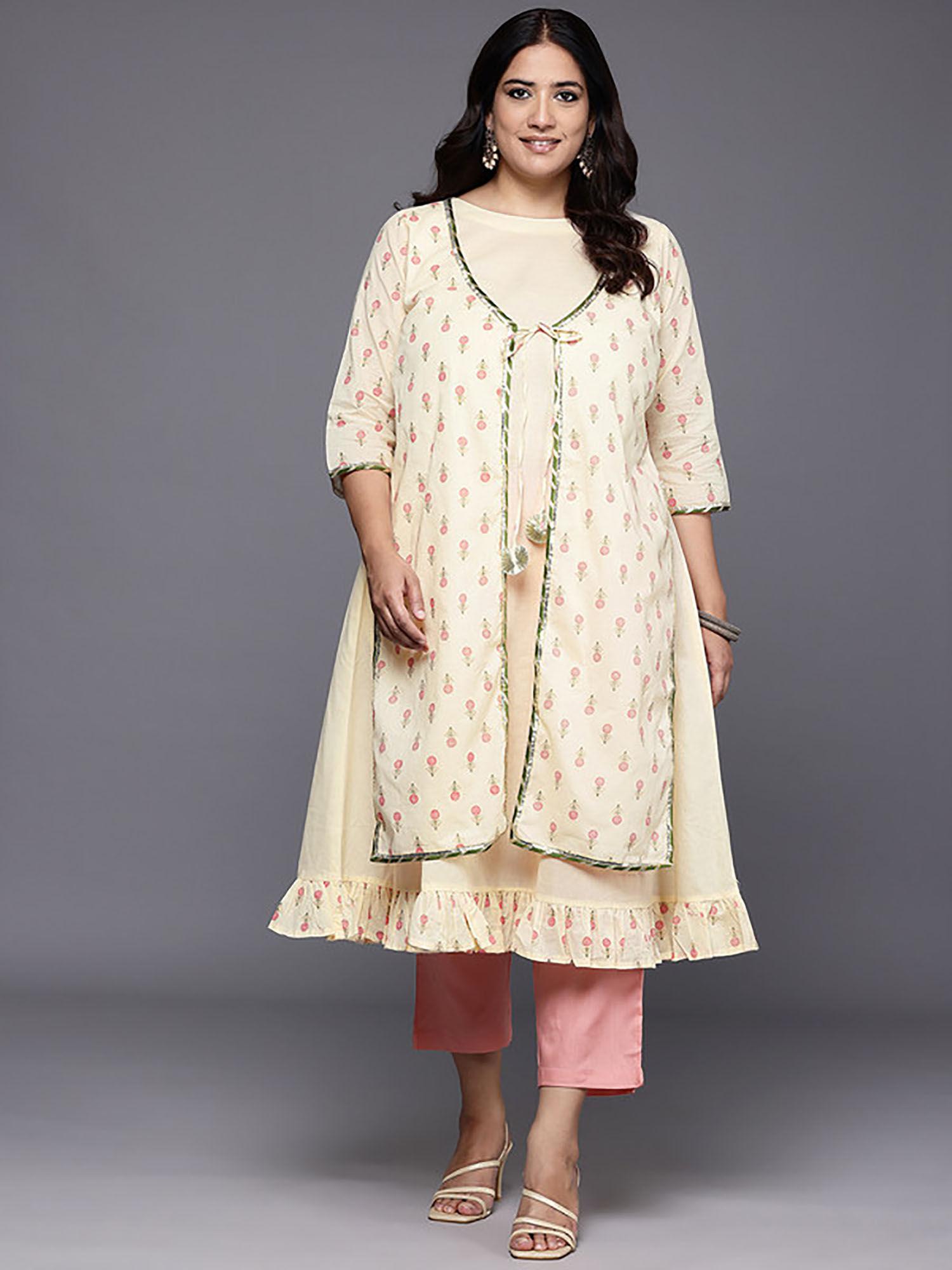 floral printed gotta patti pure cotton kurta