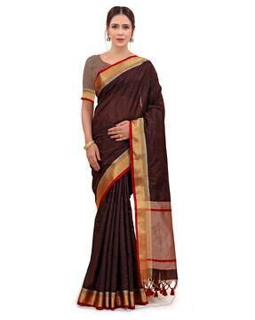 floral printed kalamkari zardosi saree with blouse piece