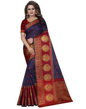 floral printed kalamkari zardosi saree with blouse piece