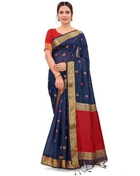 floral printed kalamkari zardosi saree with blouse piece