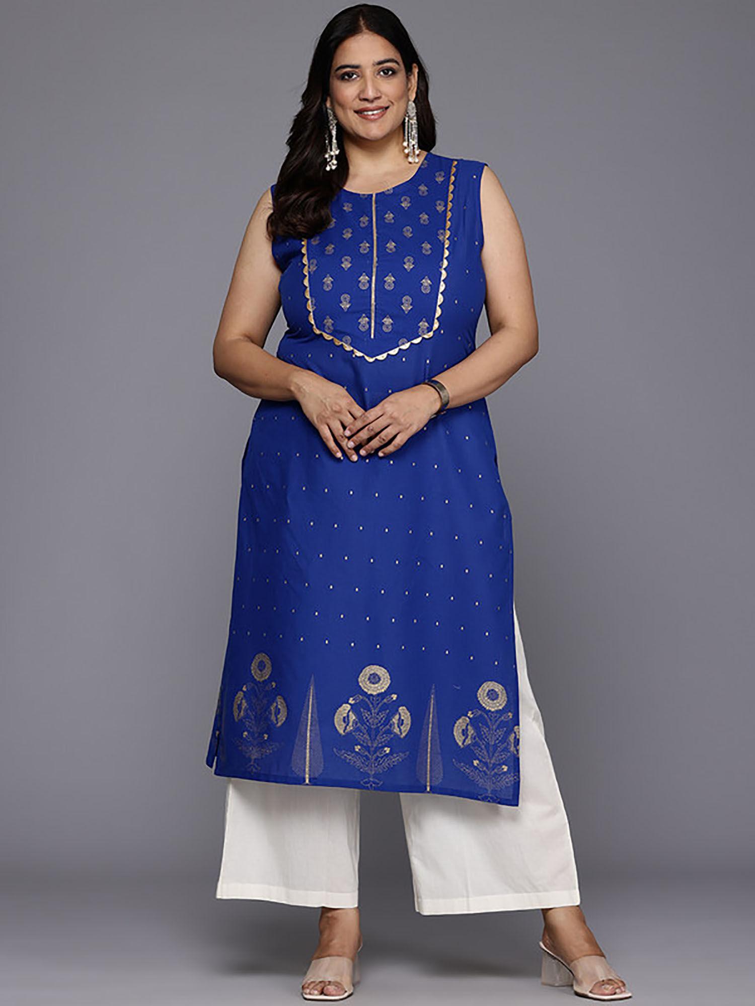 floral printed lace pure cotton kurta