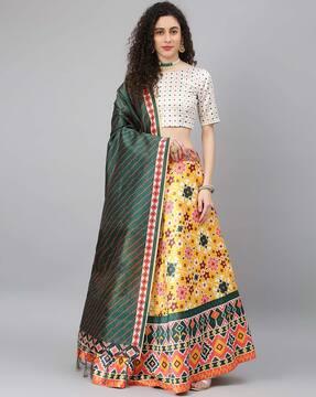 floral printed lehenga choli set with dupatta