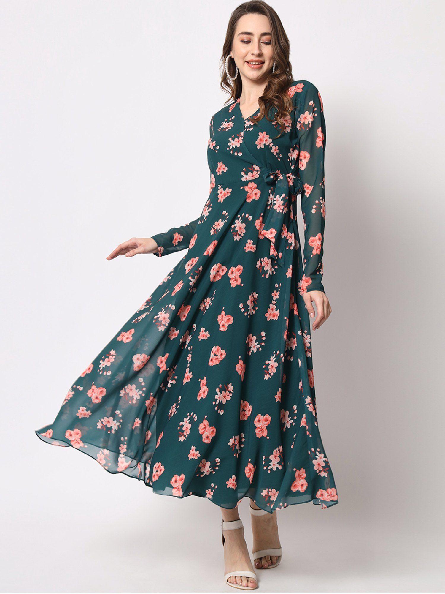 floral printed maxi gown dress