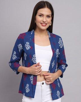 floral printed open front shrug