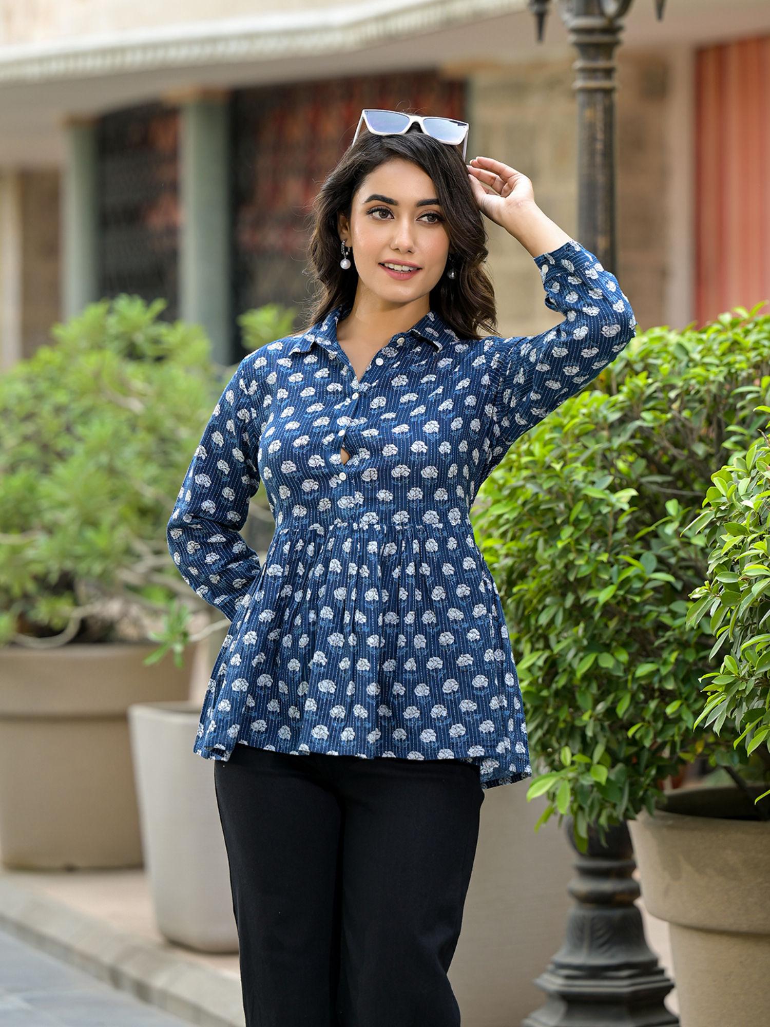 floral printed peplum short kurti